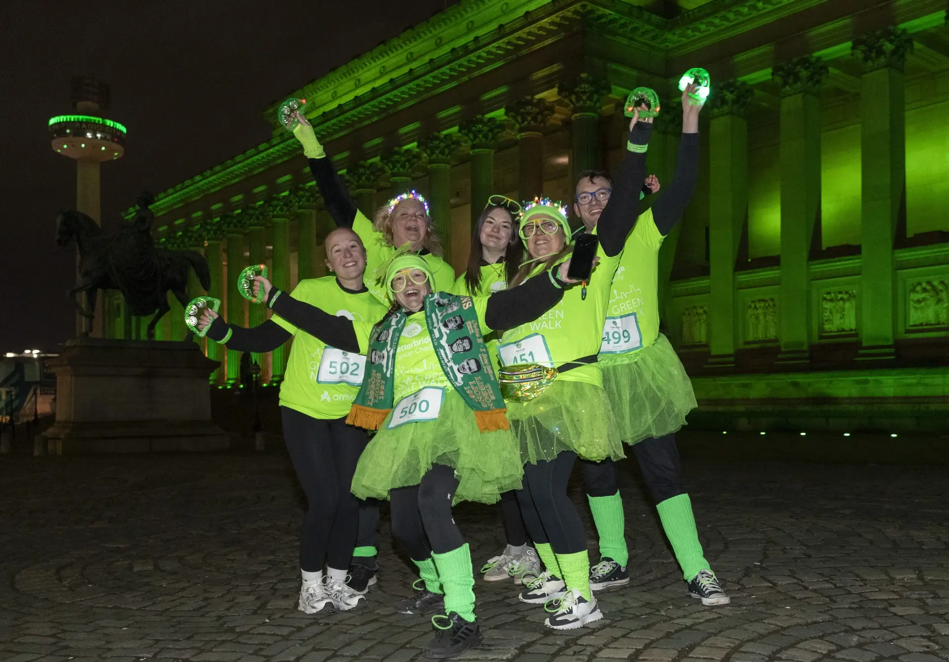 Clatterbridge Cancer Charity Glow Green Walk through Liverpool.