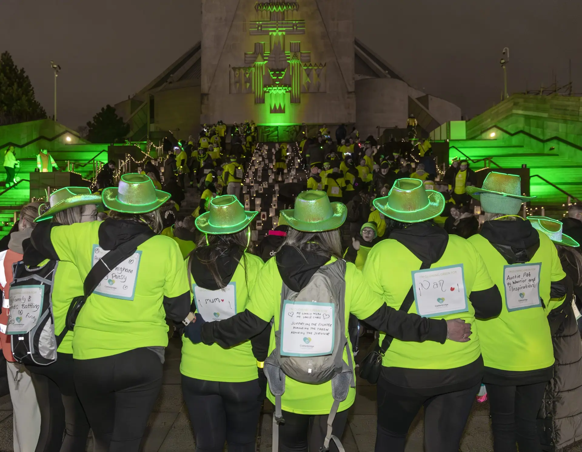 Clatterbridge Cancer Charity Glow Green Walk through Liverpool.